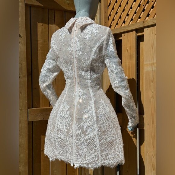 🆕 BRONX & BANCO 🧿 NWOT Adelaide White Lace Bridal Mini Dress, Sz S US 4 - Picture 7 of 16